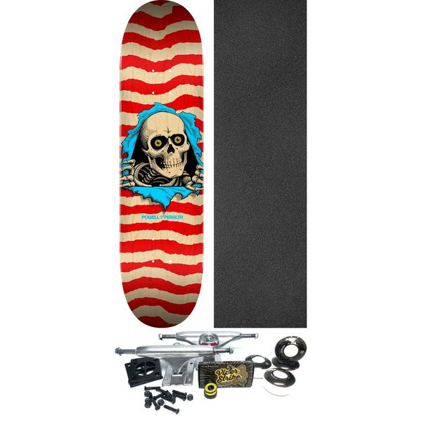 Powell Peralta Ripper Natural / Red Skateboard Deck - 8" x 31.45" - Complete Skateboard Bundle